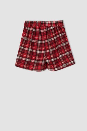 Фланелевые шорты с квадратным узором для девочек, юбка, носки, комплект