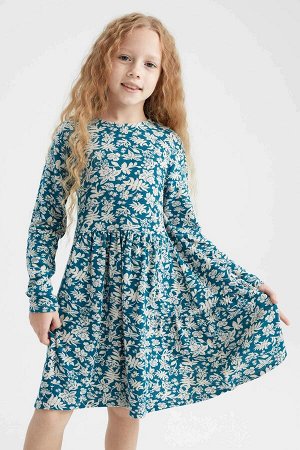 Платье с длинными рукавами и узором для девочек