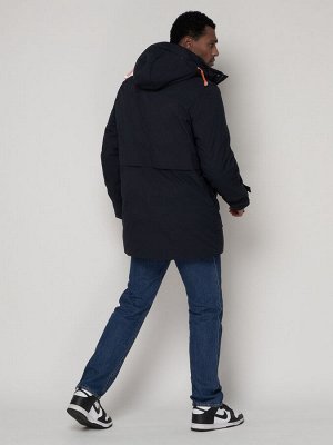 MTFORCE Спортивная молодежная куртка удлиненная мужская темно-синего цвета 90020TS