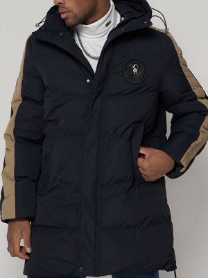 MTFORCE Спортивная молодежная куртка удлиненная мужская темно-синего цвета 90008TS