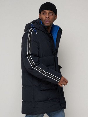 MTFORCE Спортивная молодежная куртка удлиненная мужская темно-синего цвета 9009TS