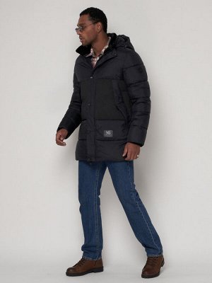 Куртка зимняя мужская классическая темно-синего цвета 93629TS