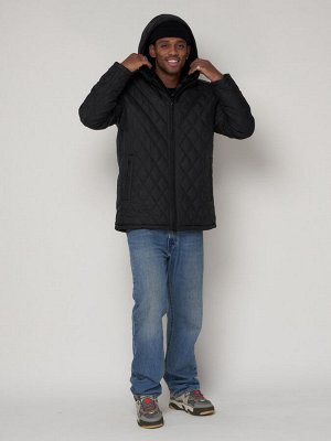Куртка зимняя мужская классическая стеганная черного цвета 93168Ch