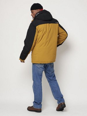 Горнолыжная куртка мужская горчичного цвета 88814G