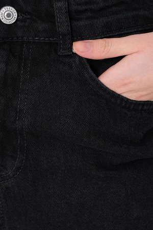 Антрацитовые джинсы Mom с высокой талией