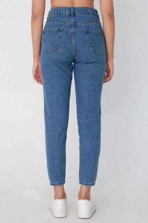 Джинсовые джинсы Mom с высокой талией цвета денима