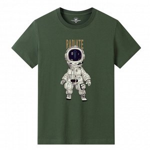 Футболка мужская, принт "Космонавт", цвет темно-зеленый