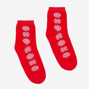 Носки женские «Снежинки» цвет красный, размер 23-25