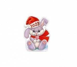 Плакат НГ вырубной А3 "Зайчик с конфетой 2023"