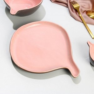 Тарелка керамическая «Инжир», 22.5 х 26.5 см, цвет розовый