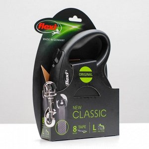 Рулетка Flexi New Classic L (до 50 кг) лента 8 м, черная