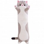 Подушка-игрушка/Мягкая игрушка кот батон 70см/Кошка подушка/Длинный кот/Кот сосиска/ серый