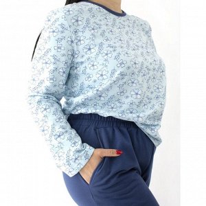 Пижама женская с начесом, размер 42, цвет синий