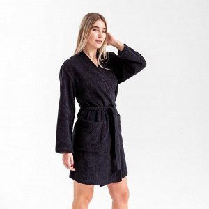 Халат махровый Экономь и Я женский, р, цвет черный, 100% хл с AIRO, 320 г/м2