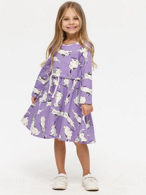 Платье для девочки, сиреневый набивка кролики