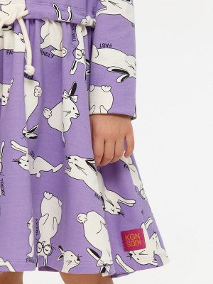 KOGANKIDS Платье для девочки, сиреневый набивка кролики