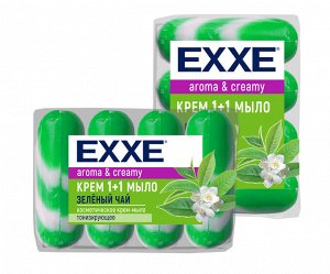 Туалетное крем-мыло "EXXE" 1+1 "Зеленый чай" 4шт*90г (ЗЕЛЕНОЕ)