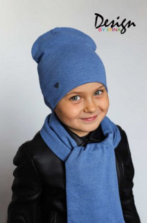 Удл. шапка для мальчика «Style» (св.джинс. меланж)