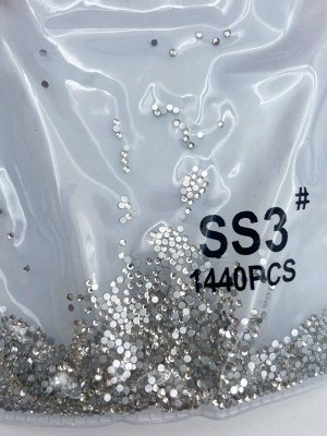 Стразы для ногтей серебро стекло размер SS3/1440 шт.уп.