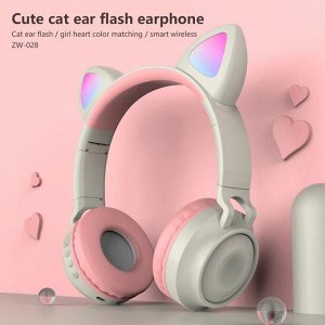 Наушники беспроводные "Кошачьи ушки", светящиеся, CAT EAR ZW-028, 360 mAh