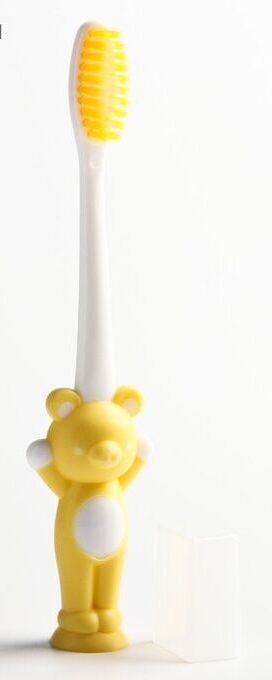Детская зубная щетка на присоске "Мишка", с защитным колпачком, цвет МИКС 4478235