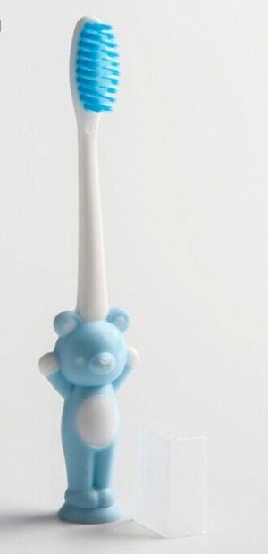 Детская зубная щетка на присоске "Мишка", с защитным колпачком, цвет МИКС 4478235