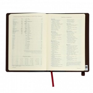 Ежедневник недатированный А5, 136 листов OXFORD, обложка искусственная кожа, сменный блок, коричневый