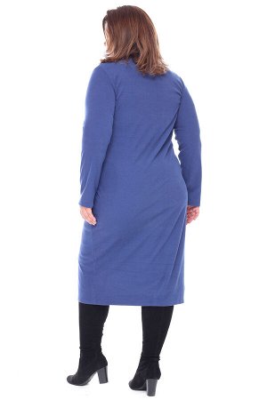 Платье лапша на пуговках однотонное синее