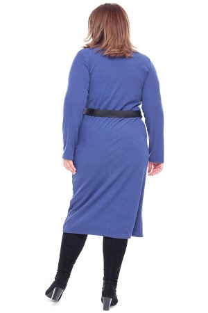 Платье лапша на пуговках однотонное синее