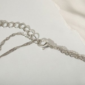 Кулон "Змея" angel, цвет белый в серебре, L= 45 см