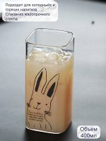 Стакан стеклянный, заяц