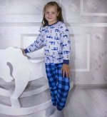 Пижама детская с начесом хлопок цвет Синий мишка