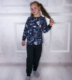 Пижама детская с начесом хлопок цвет Космос