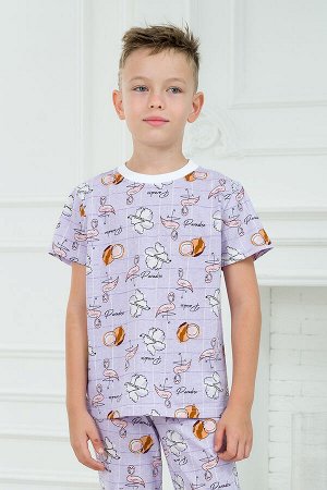 Пижама подростковая из футболки и брюк из кулирки Фламинго