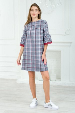 Платье женское из футера Беата серая клетка
