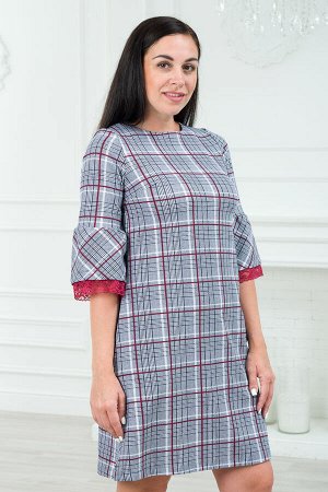 Платье женское из футера Беата серая клетка