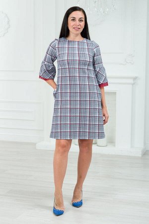 Платье женское из футера Беата серая клетка