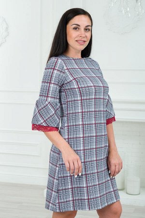 Платье женское из футера Беата серая клетка