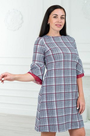 Платье женское из футера Беата серая клетка