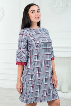 Платье женское из футера Беата серая клетка