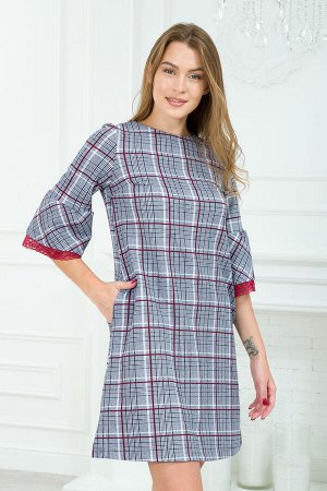 Платье женское из футера Беата серая клетка