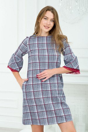 Платье женское из футера Беата серая клетка