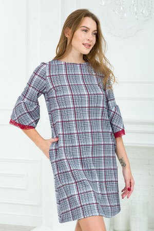 Платье женское из футера Беата серая клетка