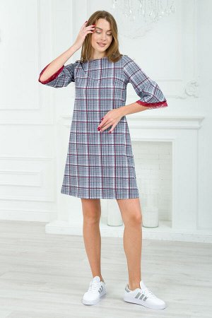 Платье женское из футера Беата серая клетка