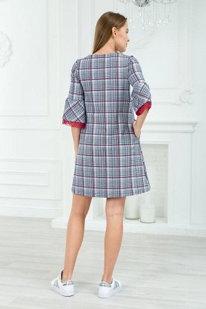 Платье женское из футера Беата серая клетка