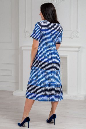 Амадэль Платье с кружевом Шарлиз синяя полоса