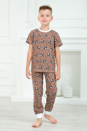 Пижама детская из футболки и брюк из кулирки Коровы