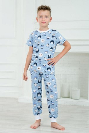 Пижама подростковая из футболки и брюк из кулирки Кошки