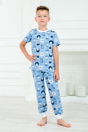 Пижама детская из футболки и брюк из кулирки Кошки