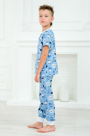 Пижама детская из футболки и брюк из кулирки Кошки